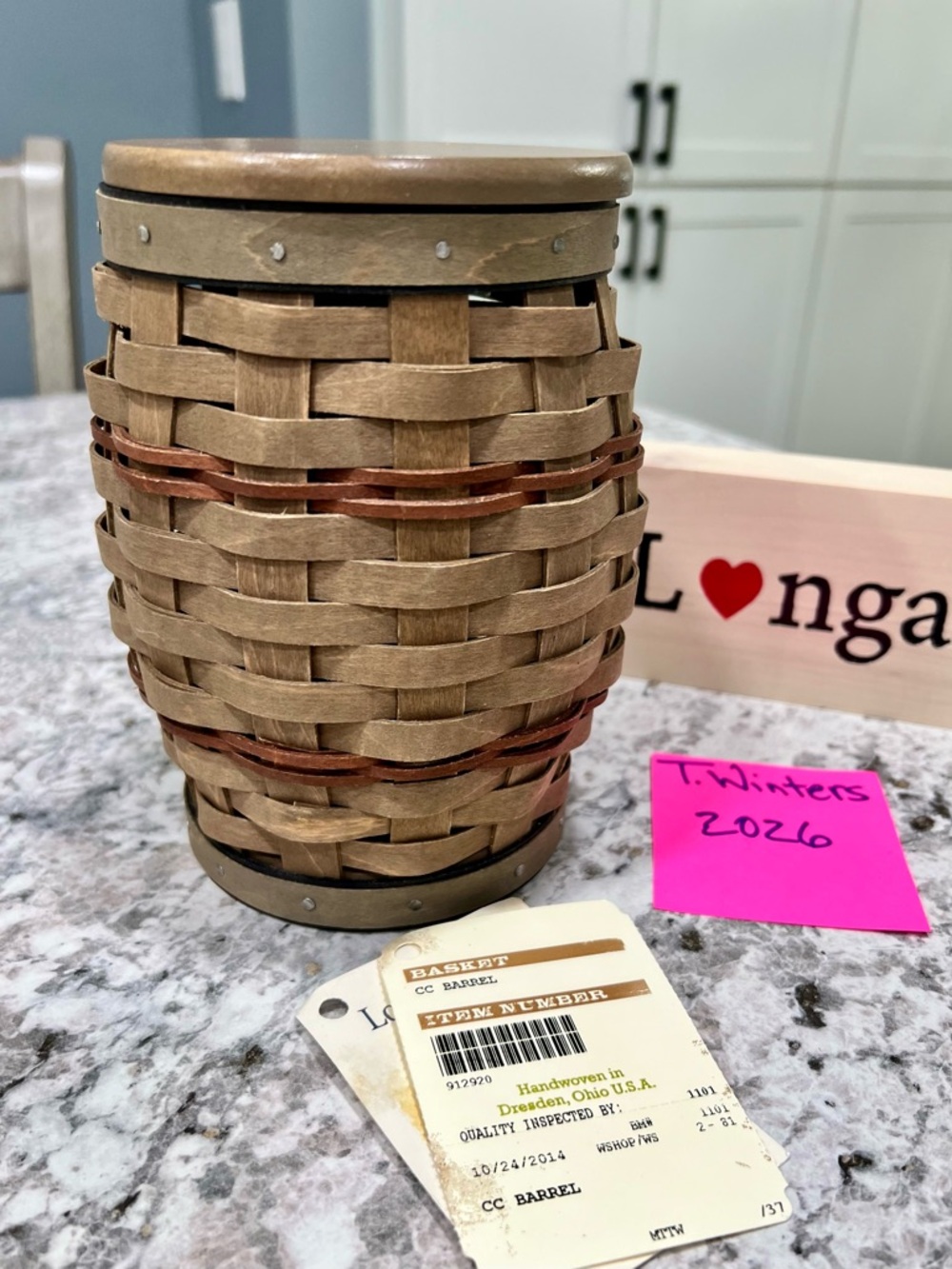 Longaberger Woven Barrel Collectors Club 2014
